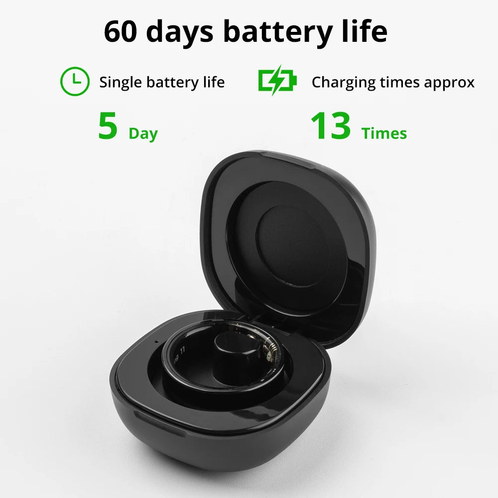 Anel Inteligente COLMI R09 2025 para Homens e Mulheres com Estojo de Carregamento, Monitor de Temperatura Corporal, Saúde e Sono para Telefone Xiaomi Samsung