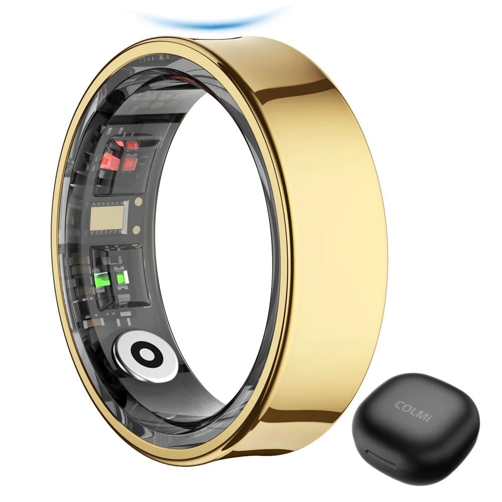 Anel Inteligente COLMI R09 2025 para Homens e Mulheres com Estojo de Carregamento, Monitor de Temperatura Corporal, Saúde e Sono para Telefone Xiaomi Samsung