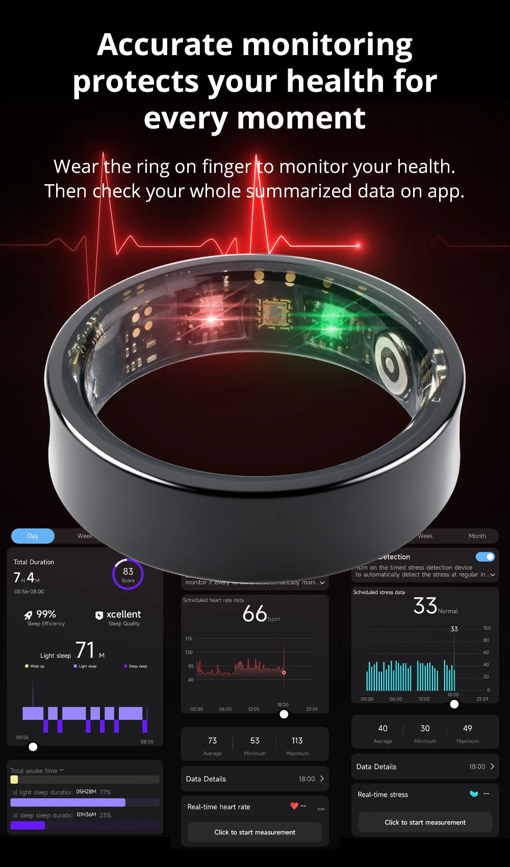 Anel Inteligente COLMI R09 2025 para Homens e Mulheres com Estojo de Carregamento, Monitor de Temperatura Corporal, Saúde e Sono para Telefone Xiaomi Samsung