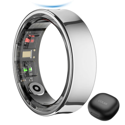 Anel Inteligente COLMI R09 2025 para Homens e Mulheres com Estojo de Carregamento, Monitor de Temperatura Corporal, Saúde e Sono para Telefone Xiaomi Samsung
