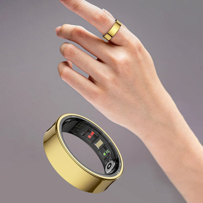 Anel inteligente R09 com estojo de carregamento, à prova d'água, para saúde e fitness, monitoramento de frequência cardíaca, oxigênio no sangue e sono, para homens e mulheres