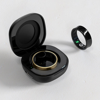 Anel inteligente R09 com estojo de carregamento, à prova d'água, para saúde e fitness, monitoramento de frequência cardíaca, oxigênio no sangue e sono, para homens e mulheres